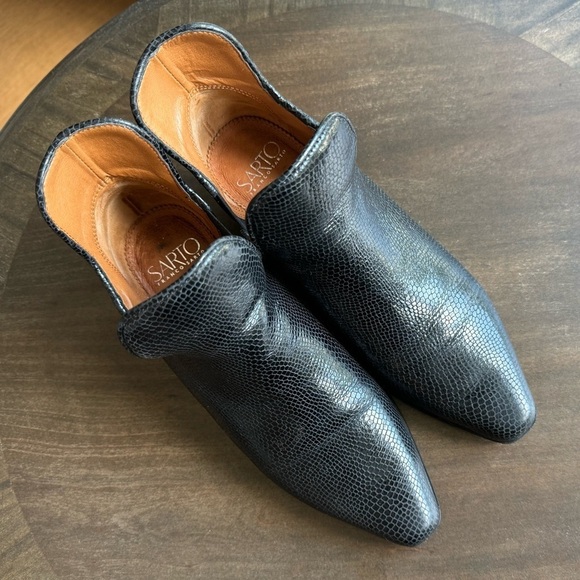 Franco Sarto Black Leather Ashbury Heeled Booties -‎ Ladies Size 7 - EUC - Picture 4 of 8